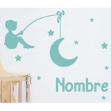 Vinilos Decorativos Infantiles Luna Nena + Nombre Estrellas