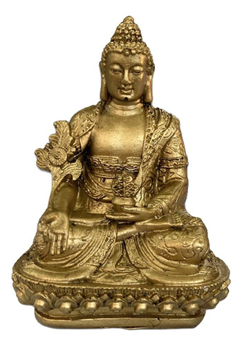 Buda Tibetano Deus Hindu Riqueza Meditando Dourado Resina