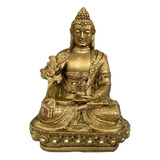Buda Tibetano Meditando Deus Hindu Riqueza Dourado Resina