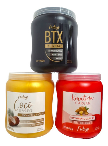 Baño De Crema Coco Botox + Argan + Keratina X 1kg X 3 Uni