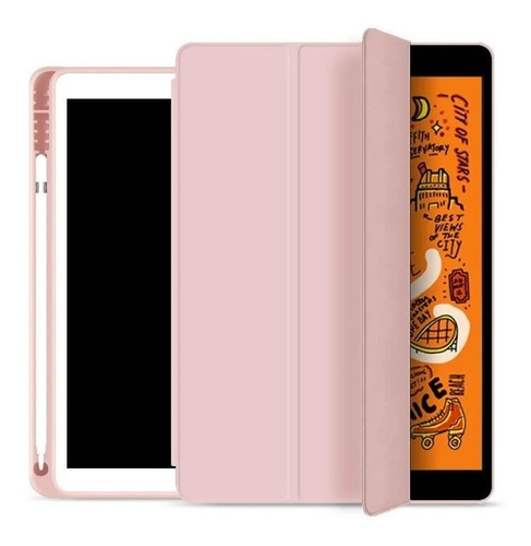 Flip Smart Case iPad 7 8 9 10.2 Slot Pencil Magnética - Rosa