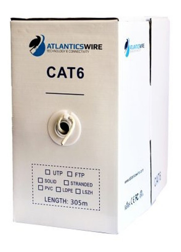 Cable Utp Cat6 305 Mts, 23 Awg, Cca Pvc. Gris. Atlanticswire