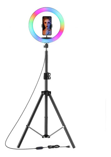 Tripode 2.10mts Con Aro De Luz 30cm Rgb Soporte Celular