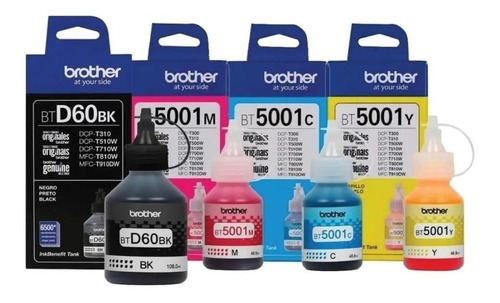 Pack De 4 Tintas Brother Bt 5001/ Bt6001 Original Bk M C Y