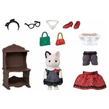 Calico Critters Fashion Playset Tuxedo Cat,  