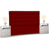 Cabeceira Cama Box Casal King 195cm Greta Suede Vermelho E 2 Criados Branco