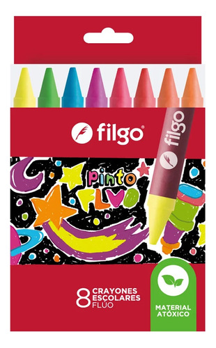 Crayones De Cera Filgo Pinto X 8 Colores Fluo