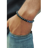 Pulsera Hombre Vitalidad Piedra Onix Negro Y Lapislázuli