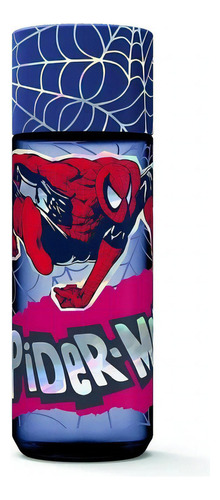 Botella Con Tapa Spiderman Hombre Araña A Rosca Tipo Termo Color Azul