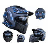 Casco Modular Edge Kombat Camuflage Azul Mate Certificado