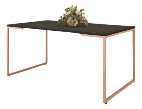 Mesa Jantar Estilo Industrial Espaçosa Preto/rose 150x60