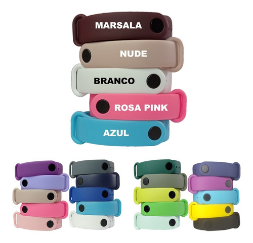 Kit De 5 Pulseiras Silicone Para Mi Band 4 Diversas Cores