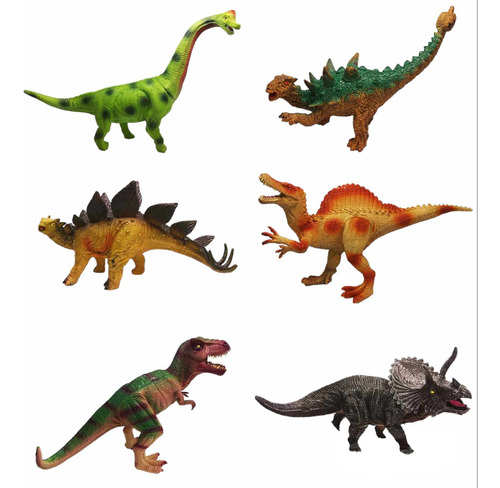 Set 6 Dinosaurios Realistas Alto 17 X Largo 25 Cm