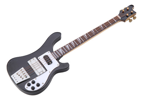 Modelo Musical Negro Miniatura Guitarra Bajo Replica Stand