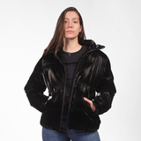 Campera Rusty Shark Puffer Negro Mujer