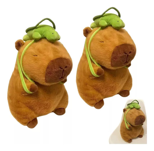 Mochilas De Peluche Capibara Y Pequeñas Tortugas, 2 Unidades