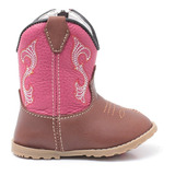 Bota Infantil Texana Country Masculino Bebê 100% Couro Rosa