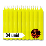 34 Velas Palito Amarela 18 Cm Colorida Parafina Pura 1 Kg