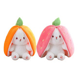 2pcs Conejo Peluche, Zanahoria/conejito Fresa