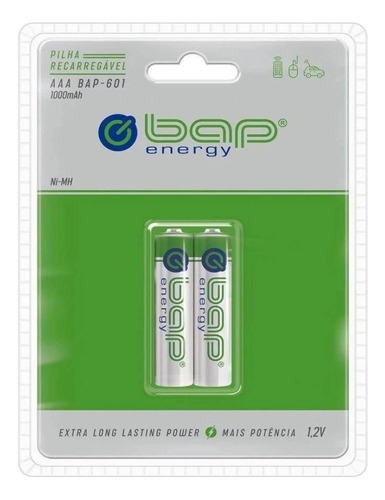 Pilhas Recarregáveis 1.2v 1000mah Bapenergy Aaa Cilíndricas