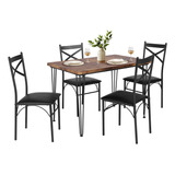 Vecelo Mesa De Comedor De Cocina, 4 Sillas Para Espacio Pequ