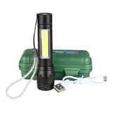 Mini Linterna Tactica Recargable Led Zoom Usb + Estuche