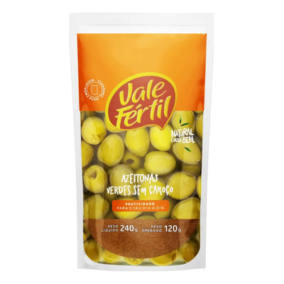Azeitona Verde em Conserva sem Caroço Vale Fértil Sachê 120g | MercadoLivre