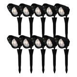 Kit 10 Luminárias Led Espeto De Jardim 5w Luz Verde Avant