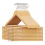 Perchas De Madera Jazak / Pack X 10 / Madera Lustrada Y Barnizada / Gancho Metálico / Color Natural / 1ra Calidad / Adultos / Oficinas Locales Vestidores Pantalones Vestidos Camisas Camperas Tapados
