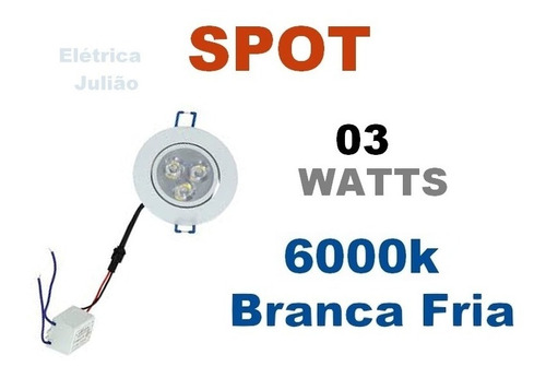 Kit C/ 15 Spot Led 3w Redondo Direcional - 6000k Branca Fria