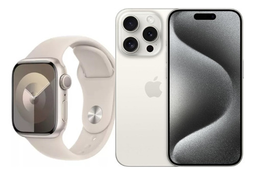 iPhone 15 Pro Max Branco E Apple Watch Serie 9 Estelar 41mm
