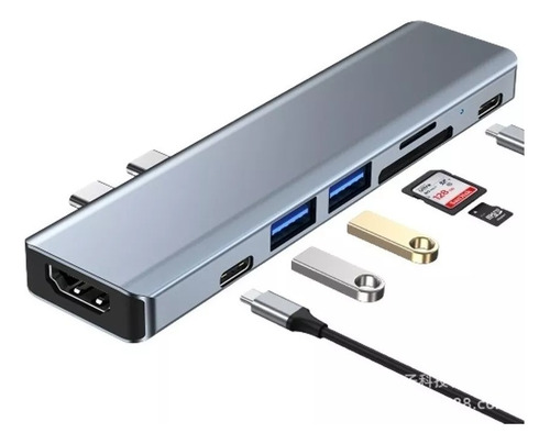 Adaptador Macbook Usb C 7 En 1 Hdmi Sd Usb 3.0 X2 