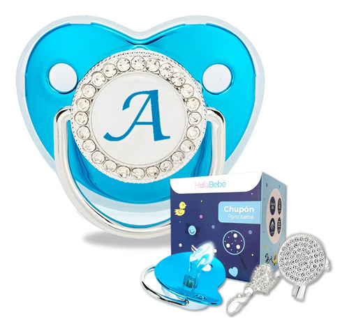 Chupón Bebé, Diseño Vip Letra Personalizada Clip 0+ Azul