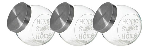 Potes Baleiros Vidro Tampa Home Sweet Home 700ml 3 Peças