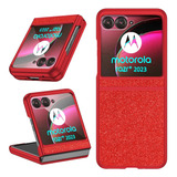 Funda Con Purpurina Para Motorola Razr 40 Ultra - Rojo