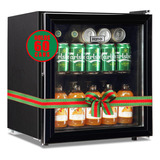 Mini Refrigerador Para 60 Latas Con Puerta De Vidrio Negro Y