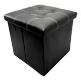 Banqueta Baúl Puff Pouf Individual 36x38x38 Cm Color Negro