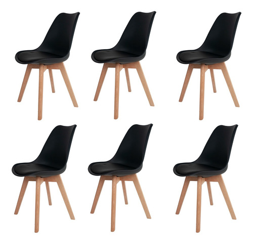 6 Cadeiras Saarinen Leda Base Wood  