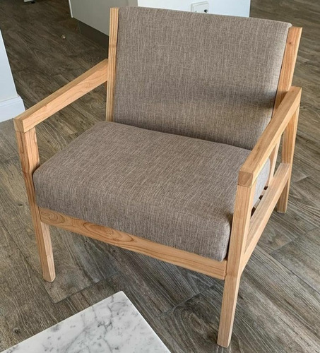 Sillón Madera Paraíso Tapizado A Elección. Estilo Nórdico. 