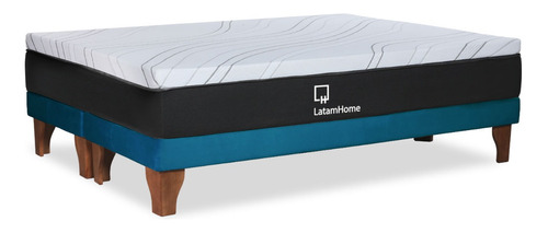 Cama Zen Top Spring  Soft Tela Azul Petroleo Super King