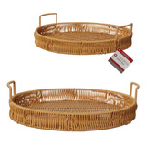 Bandeja Rattan C/ Alça Autumn Hauskraft 35 Cm P/ Servir