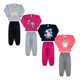 Kit 4 Conjunto Infantil Menina Inverno Roupa Moletom Atacado