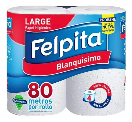 Papel Higiénico 20 Rollos X 80 Metros Felpita Simple Hoja -