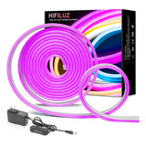 Tiras De Led Luz De Neón Flexible 5m Manguera Con Fuente 12v Luz Purple