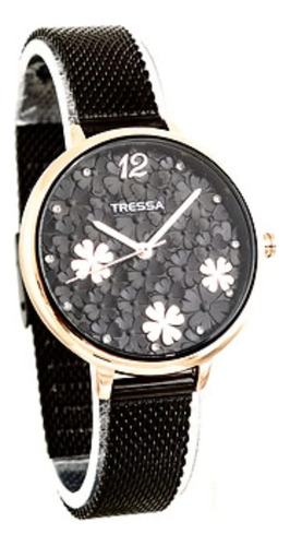 Reloj Tressa Angie Negro Dama Analogo Malla Tejida Wr30