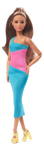 Barbie Looks Muñeca, Morena, Vestido Midi Con Un Solo Hombro