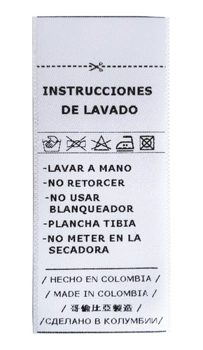 Marquillas Instrucciones De Lavado En Satín 3x7cm 500 Unid
