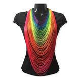 Collar Al Hilo Para Mujer 180 Hilos Arcoíris 100% Artesanal