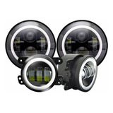 Kit 4 Faros Led Ojo De Angel Para Jeep Wrangler Sahara Jk