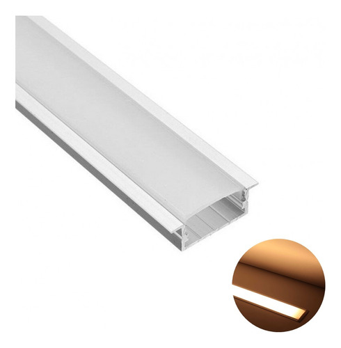 Perfil Led Embutir 30mm Para Fita Led Com Difusor 2 Metros